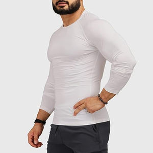 Top de entrenamiento físico de gimnasio de manga larga para hombre de alta calidad Nuevo diseño de cuello redondo en blanco para correr y sudaderas - Product Image 4