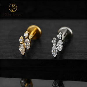 <span class=keywords><strong>Piercing</strong></span> Labret <span class=keywords><strong>Double</strong></span> Fish en Titane ASTM F136 16G à Filetage Interne pour Helix, Conch, Cartilage, <span class=keywords><strong>Tragus</strong></span>, Dos Plat - Product Image 3