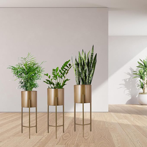 Support à fleurs en fer finition dorée, style nordique, pot en métal, balcon intérieur, support à fleurs décoratif, prix raisonnable, décoration artificielle - Product Image 3