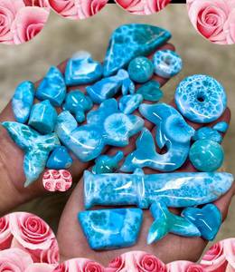 อินเทรนด์ Larimar Clover แกะสลักพลอยธรรมชาติเรียบหลวมสำหรับทำเครื่องประดับได้รับการรับรอง - Product Image 3