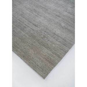 Tapis en soie noués à la main Gulmarg AKPS-3001 gris et noir, tapis en soie faits à la main pour la maison, la chambre, le couloir, patchwork abstrait de couleur unie - Product Image 2