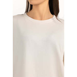 Camiseta Oversize de Mujer con Hombros Caídos, de Algodón Jersey, Cuello Redondo, Ajuste Holgado, Transpirable, Top Casual de Color Liso para Verano con Remaches - Product Image 2