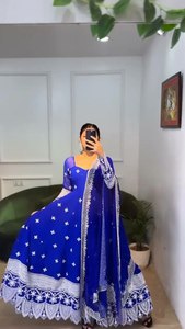 ชุดเดรสผ้าจอร์เจียเเท้สังเคราะห์ใหม่ชุดเดรส anarkali สไตล์ปากีสถานมีงานปักขนาดใหญ่ - Product Image 3