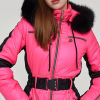 Setelan Ski Salju Pria Khusus Anti Air Berlapis Insulasi Jaket Satu Potong Setelan Ski Luar Ruangan Tahan Angin Jumpsuit Ski untuk Wanita