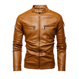 Chaqueta ajustada de cuero genuino para hombre 100% con cuello levantado para exteriores, concha de lona para invierno hecha en Pakistán - Product Image 2