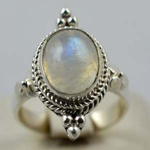 Rainbow Moonstone Statement Ring 925 Sterling Silver Handmade Boho June Birthstone Jewelry Rhodium Perfect Gift for Her Birthday - Product Image 5
