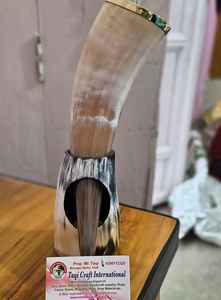 Soporte para Taza Vikingo de Cuerno, Alta Calidad, Ecológico, Pulido, Taza de Beber de Cuerno de Vaca Orgánico, Estilo Animal, Forma Natural, Regalo Empresarial - Product Image 3