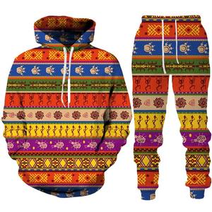 Conjunto Deportivo de Invierno para Hombre y Mujer, Sudadera con Capucha + Pantalones, 2 Piezas, Estilo Étnico Dashiki, Informal, Sudadera con Estampado Africano en 3D - Product Image 5