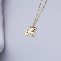Collier Minimaliste Chrétien en Argent Sterling 925 Plaqué Or 18 carats et Rhodium, Pendentif Mignon Capricorne (Bouc) Délicat