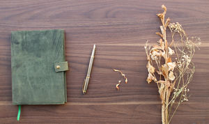 Journal en cuir rechargeable, journal en cuir de buffle vert, journal en cuir fait à la main non ligné, journal de voyage avec pages vierges - Product Image 5