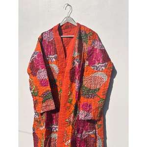 Kimono Kantha de algodón Vintage hecho a mano indio, Kimono Kantha indio, abrigo largo ligero para mujer, chaqueta Unisex, regalo para ella - Product Image 2