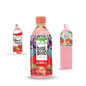 Botella de 500ml OEM ODM al por mayor, bebida de semillas de albahaca de Vietnam, sabor a fresa, puré de sandía, zumo de frutas y verduras primarias - Product Image 2