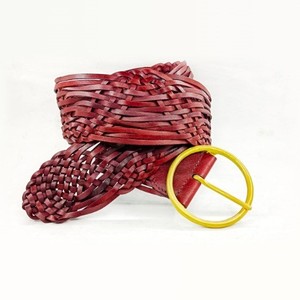 Woven Knitted Polyester Yarn <b>Lace</b> Fabric Vegan Belts Alloy Pin Round Buckle <b>Elastic</b> Stretch Eco Friendly Denim Fashion Custom - Product Image 4