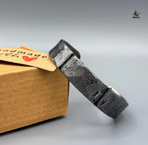 Brazalete de acero de Damasco vikingo moderno hecho a mano, joyería Industrial forjada de primera calidad, anillo de juramento personalizable, aniversario - Product Image 2
