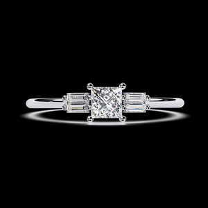 แหวนหมั้นเพชรแท้ทรงเจ้าหญิง ดีไซน์หรูหรา ทอง 10K 14K 18K ประดับเพชรสามเม็ด จากผู้ผลิตในอินเดีย - Product Image 2