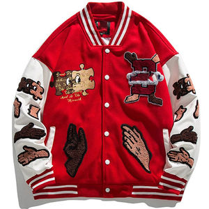 Chaqueta universitaria de lana de algodón personalizada OEM para hombre con cuello levantado, venta al por mayor, transferencia de calor, diseño de logotipo de Letterman para invierno - Product Image 3