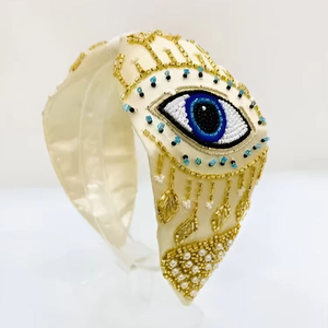 Diadema Bordada a Mano con Lentejuelas Blancas y Doradas, Accesorio para el Cabello de Moda, Uso Personalizado para Mujeres y Niñas - Product Image 1