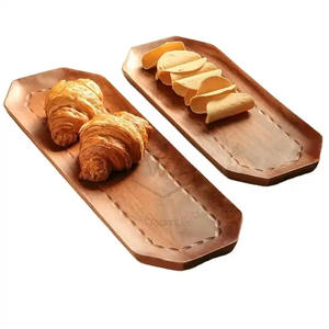 Lot de 2 plateaux de service en bois naturel de différentes tailles de forme ovale pour la maison et le restaurant, les collations et les boissons. - Product Image 3