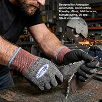 Gants de sécurité NMsafety 13G HPPE en acier, résistants aux coupures, avec revêtement en nitrile sablé, renfort A6 au pouce, pour l'industrie et la construction