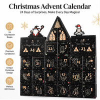 Maßgefertigter Schlossförmiger Weihnachts-Adventskalender im Buchstil aus Hartpappe mit Goldfolie OEM Mystery-Geschenkverpackung