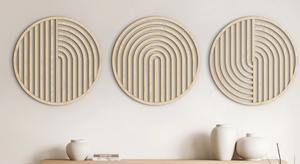 Round Wood Wall Art Set Art Deco Modern Geometric Boho Minimalist Hanging Birthday Wall <b>Decor</b> for <b>Home</b> at Best Price - Product Image 5