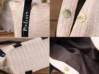 Sac fourre-tout en raphia tressé à la main, personnalisable avec nom imprimé, léger, idéal pour la plage estivale, cadeau pour demoiselle d'honneur, fête, vacances, shopping