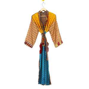 Femmes élégant Patchwork soie peignoir recyclé soie Sari Robe plage robe de nuit vêtements de nuit Dressing maternité été printemps doux - Product Image 2