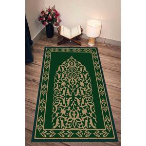 Tapis de prière islamique vert : design spirituel élégant, lavable en machine, avec tapis à poils doux - Product Image 2