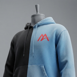 MATTIERA Men's Black Blue Two Tone Pullover <b>Hoodie</b> <b>Red</b> Logo Fleece Sweatshirt Streetwear Casual Hooded Tops Custom Wholesale OEM - Product Image 3