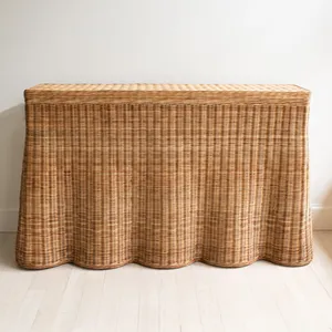 Table console rectangulaire en rotin de haute qualité, décoration de salon, console d'entrée en rotin à bord festonné, fabrication artisanale, OEM personnalisé, Vietnam - Product Image 6