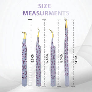 Pinzas de extensión de pestañas Juego de 5 pinzas japonesas de acero inoxidable para pestañas Recta curvada 45 90 grados Punta en ángulo Pinzas de volumen - Product Image 3