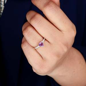 Natural <b>Amethyst</b> Solitaire Ring-Emerald Cut <b>Amethyst</b> Ring-<b>Amethyst</b> Vintage Ring - Product Image 2