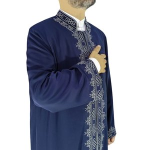 Abrigo de invierno tradicional musulmán de lino Jubbah Kurta para hombre, bata de imán bordada, bata de oración con sello para musulmanes islámicos - Product Image 4