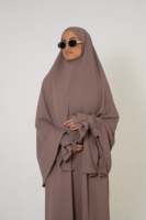 Automne fermé Abayas 100% Polyester femmes musulman saoudien Robe Kihmar nouveau Design modeste prière ensemble islamique femmes solide Botton Abaya