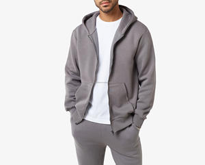 Survêtements unisexes en molleton de coton respirant et lourd, style French Terry à fermeture éclair intégrale pour homme, pour un usage décontracté en automne - Product Image 2