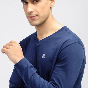 T-shirt en coton à manches longues pour homme, col en V, t-shirt à col en V, logo personnalisé, t-shirt à manches longues pour homme, col en V - Product Image 6