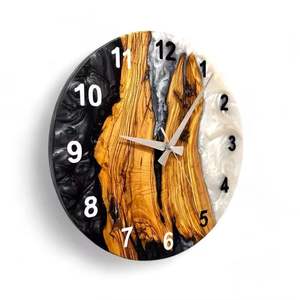 Reloj de pared de madera de pino para decoración de pared, sala de estar, diseño único, reloj de pared de madera y resina para el hogar a bajo costo - Product Image 4