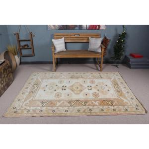 พรมวินเทจสไตล์ตุรกี ขนาด 5.1x7.2 ฟุต สีเบจลายจุด ทำจากขนสัตว์ - Product Image 2