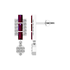 Boucles d'oreilles en diamant de rubis cultivées en laboratoire avec baguette moderne et élégante à la mode 950 platine OEM ODM personnalisé pour les mariages de fiançailles - Product Image 2