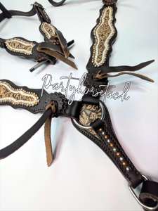 Fabricant en gros d'accessoires pour chevaux de couleur personnalisée - Ensemble de collier de poitrail et de bride en cuir brut d'origine occidentale - Product Image 6