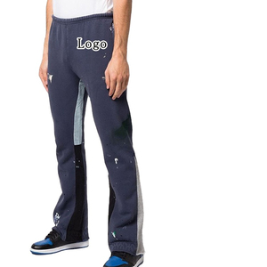 2024 Custom Men's High Quality Casual Flared <b>Jogger</b> Track Pants Elastic Waistband Mens <b>Stacked</b> Flare Pants Men Workout Trousers - Product Image 1