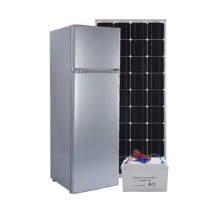 डीसी 12/24 शीर्ष फ्रीजर डबल दरवाजे सौर रेफ्रिजरेटर सीधे शीतलन घरेलू तालियां स्टेनलेस स्टील इको फ्रेंडली