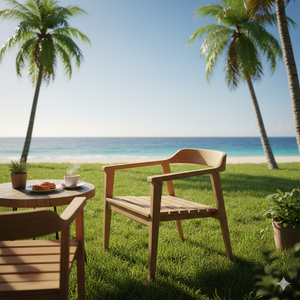 SOLOBEAT Heritage Teak Wood <b>Armchair</b> <b>Low</b> Back Solid Wooden Restaurant Dining Lounge Chair Eco-Friendly for Indoor & Outdoor Use - Product Image 3