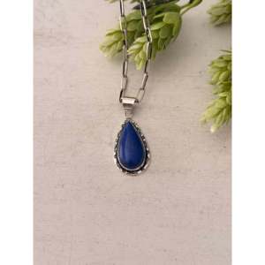 Colgante Navajo Hecho a Mano con Lapislázuli y Plata de Ley, con Tecnología de Incrustación y Detalles en Oro Rosa - Product Image 1