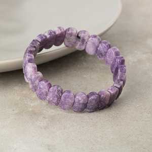 Bracelet en pierre naturelle de Lepidolite à coupe large - Product Image 4