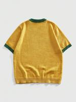 Haut court d'été tricoté respirant anti-boulochage à manches courtes pour homme, broderie ODM personnalisée BRASIL jaune-vert