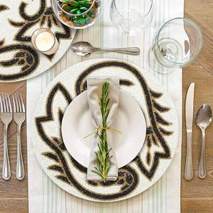 Wholesale Custom Luxury <b>Beaded</b> <b>Placemats</b> Dining Table Wooden Bead Woven Hand Embroidery Eco-Friendly High Quality Wedding - Product Image 3