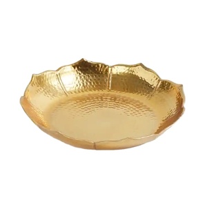 Golden Plated Aluminium Handmade Customized Serving Tray Platter Dish <b>for</b> Home Hotel Table Top <b>Decor</b> Dray <b>Fruits</b> Serving Use - Product Image 1