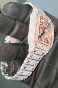 Reloj de Lujo con Diamantes Cuadrados de Claridad VVS, Movimiento de Cuarzo, Correa de Acero Inoxidable, Estilo Ejecutivo - Product Image 3