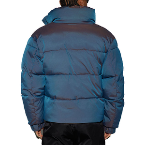 Veste matelassée à capuche avec logo personnalisé bleu Unisexe Épaisse Chaude Hiver 100g Veste à bulles Streetwear Vêtement d'extérieur isolé - Product Image 2